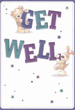 Brimming with hope and cheer, this get well card mirrors the welcoming energy of Tottenham's streets and gardens. A teddy bear and an adorable puppy are drawn as if tumbling from the page, their soft, expressive faces exuding playfulness and care as they interact with the large, lushly coloured letters spelling out 'Get Well.' These vivid indigo and teal letters stand confidently against a creamy backdrop, much like a fresh bouquet brightens a Tottenham home. Playful stars in gradients of blue and purple dance merrily across the scene, lending a magical, uplifting air reminiscent of encounters at Lordship Recreation Ground. The fur and ears of the illustrated friends are finely detailed, evoking the tactile pleasure of a well-chosen, hand-arranged bouquet from Florist Tottenham. Every aspect of the card delivers more than a simple message-it offers an emotional embrace, layered with the same comfort, optimism, and genuine care that our local florists infuse into every get well delivery throughout N17, providing reassurance that someone is thinking of you and wishing all the best for your recovery.